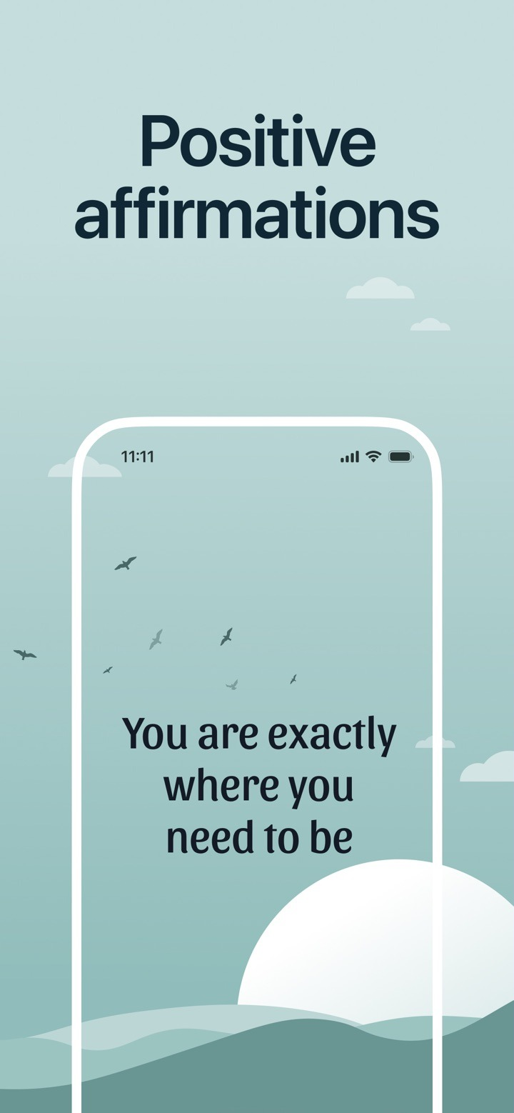 Affirmation quote screen reading "You are exactly where you need to be"