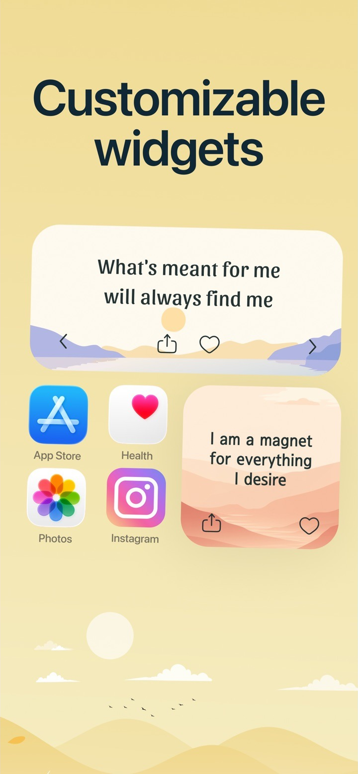 Customizable home screen affirmation widgets